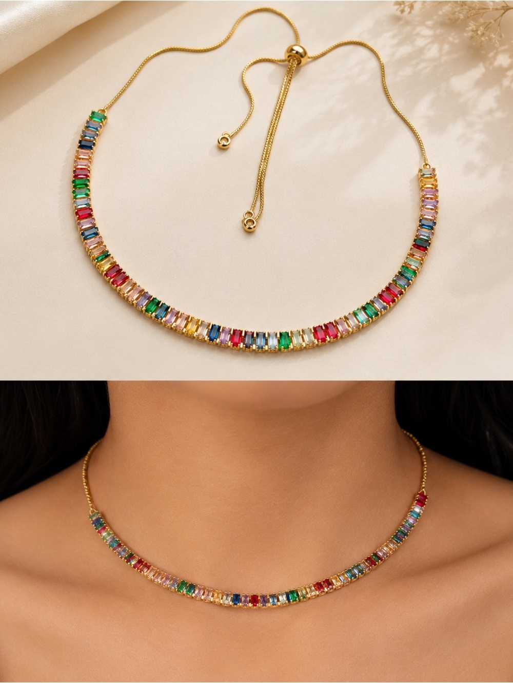 Elegant Rainbow Adjustable Necklace